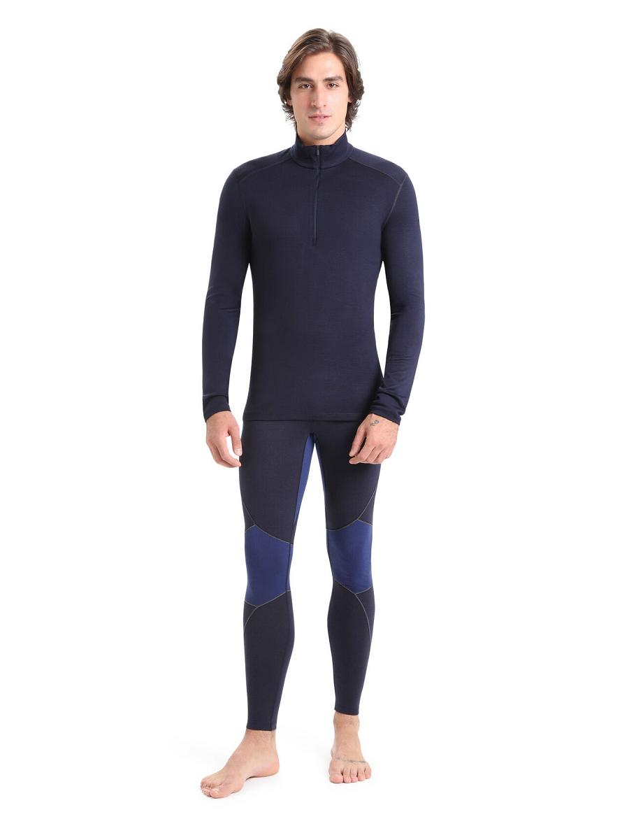 Icebreaker Merino 260 Tech Long Sleeve Half Zip Thermal Top Férfi Base Layers Sötétkék | HU 1385OKIR